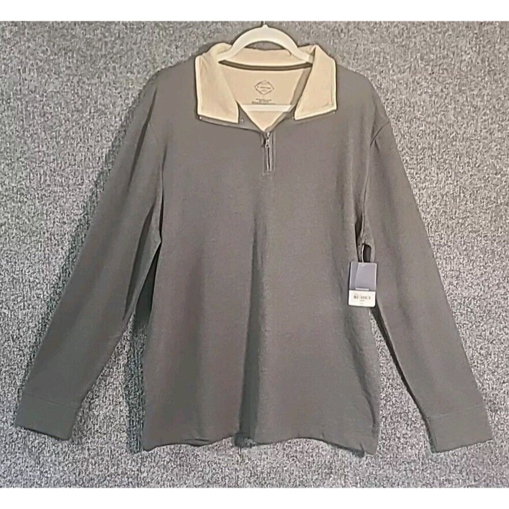NWT St. John's Bay Men's 1/4 Zip Pullover Long Sleeve Charcoal Large